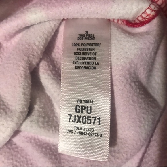 Carter’s Pink Apple Novelty Print Fleece Matching Pajama Set Girls Sz 3 Toddler - Picture 4 of 6